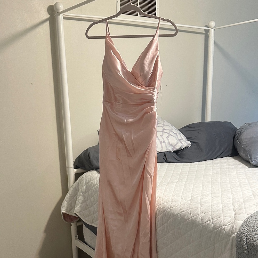 David's Bridal Blush Backless Dress